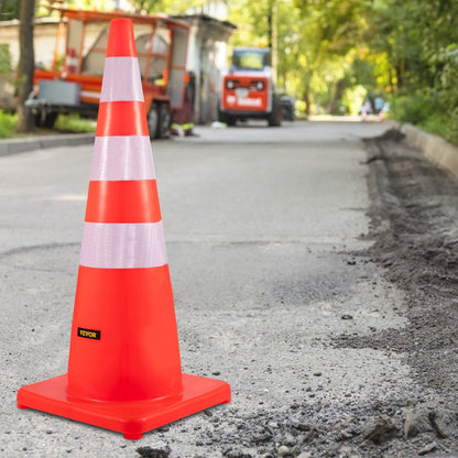 VEVOR Safety Cones,6x36Traffic Cones, PVC Orange Construction Cones, Reflective Collars Traffic Cones With Weighted Base Used For Traffic Control, Driveway Road Parking And School Improvement
