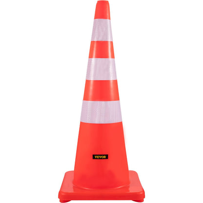 VEVOR Safety Cones,6x36Traffic Cones, PVC Orange Construction Cones, Reflective Collars Traffic Cones With Weighted Base Used For Traffic Control, Driveway Road Parking And School Improvement